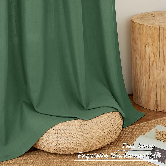 NICETOWN Olive Green Thick Linen Curtains 72" Length, Grommet Privacy Window - Image 6
