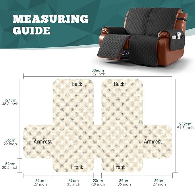 Ruaozz Waterproof Recliner Sofa Covers, 1-Piece Couch Covers - Image 2