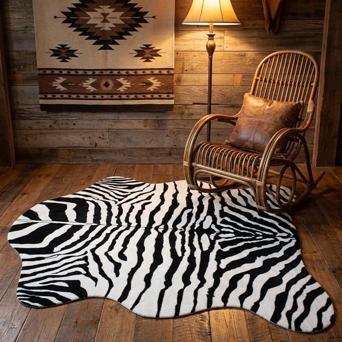 MustMat Faux Animal Rug 4'7''×5'3'' Soft and Cute Zebra Throw Rugs - Image 4