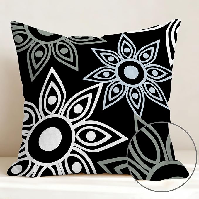Hexagram Black Geometric Pillow Covers 18x18 Set of 4, Decorative Outdoor - Image 6
