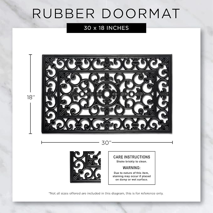 DII Rubber Doormats Collection All Weather, Pineapple Scroll - Image 3
