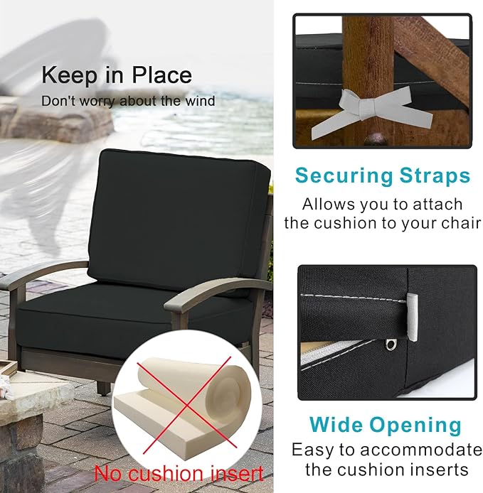 NettyPro Outdoor Cushion Slipcovers Waterproof 4 Pack Patio Chair Seat Cushion - Image 4