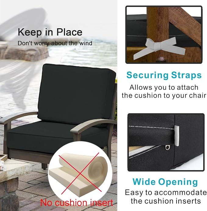 NettyPro Outdoor Cushion Slipcovers Waterproof 4 Pack Patio Chair Seat Cushion - Image 4
