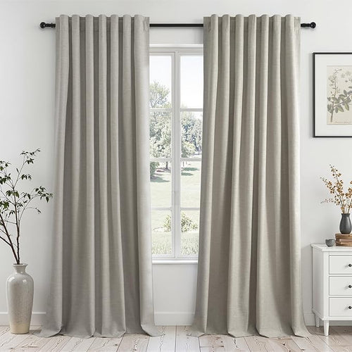 102 inch blackout curtains for Sliding door 2 Panels 100% Blackout Linen by Topfinel
