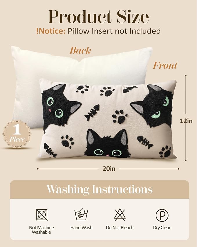Embroidered Lumbar Pillow Cover 20x12 Inch - Image 4