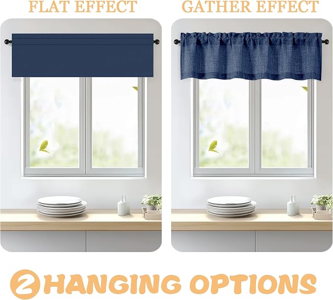 OWENIE Navy Blue Valances for Windows 1 Pcs 20 Inch Length, Light Filtering - Image 4
