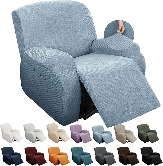 YEMYHOM 4 Pieces Stretch Recliner Slipcover Latest Jacquard Recliner Chair Cover by YEMYHOM