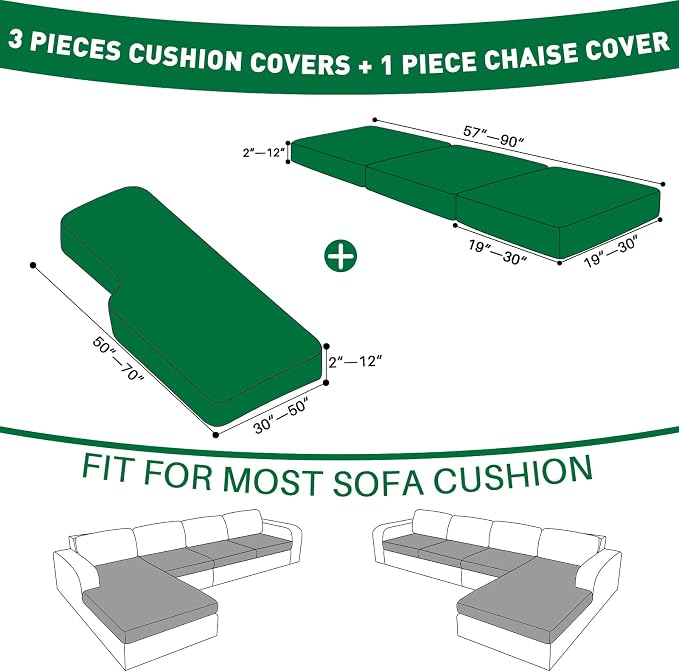 MAXIJIN Couch Cushion Covers for Sectional Sofa, Stretch Sofa Cushion Cover - Image 2
