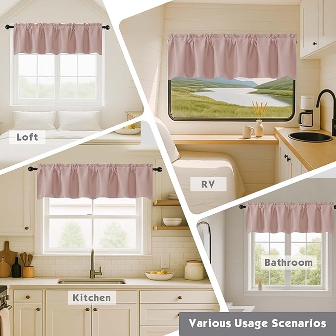 Chyhomenyc Blush Pink Valances for Windows, Short Window Valance Curtains for - Image 7