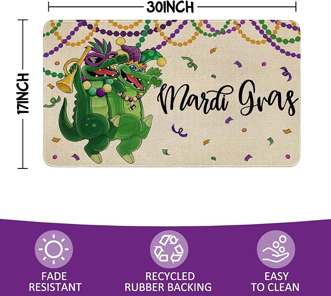 Mardi Gras Door Mat, Entryway Front Porch Welcome Mat - Image 3
