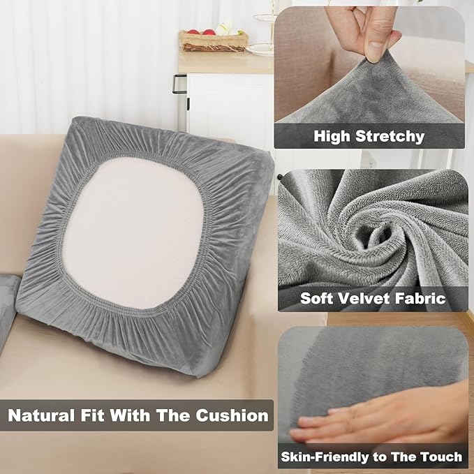 NAISI Couch Cushion Covers 3 Pieces Velvet Stretch Sofa Seat Covers or Backrest - Image 5