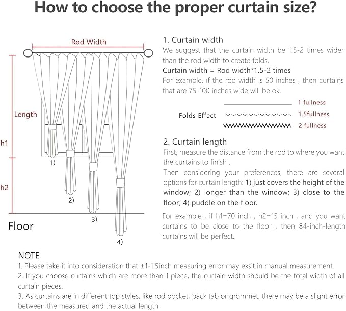 Joydeco Linen Curtains 84 Inch Length 2 Panel Sets, Light Filtering Curtains - Image 9
