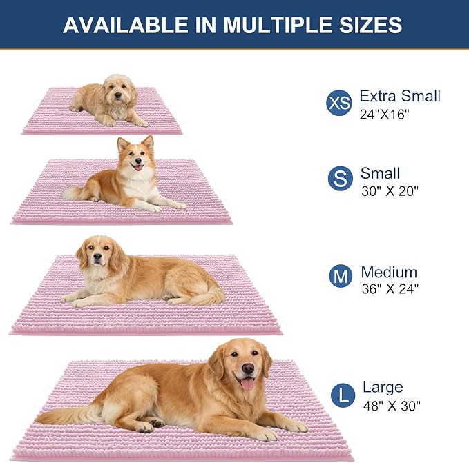OLANLY Dog Door Mat for Muddy Paws 36x24, Ultra Absorbent Chenille Mud Doormat - Image 2