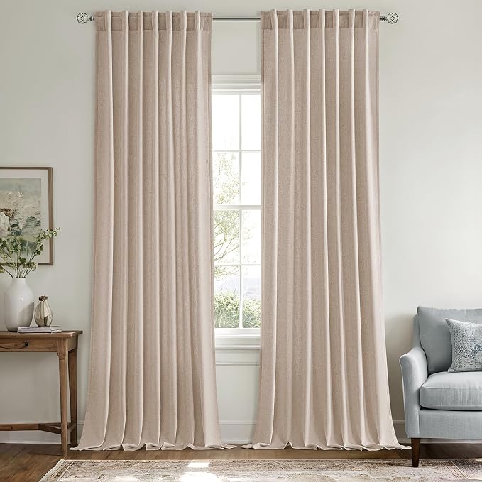 MIULEE Non-See-Through Privacy Linen Curtains 2 Panels, Light Filtering Window - Image 3