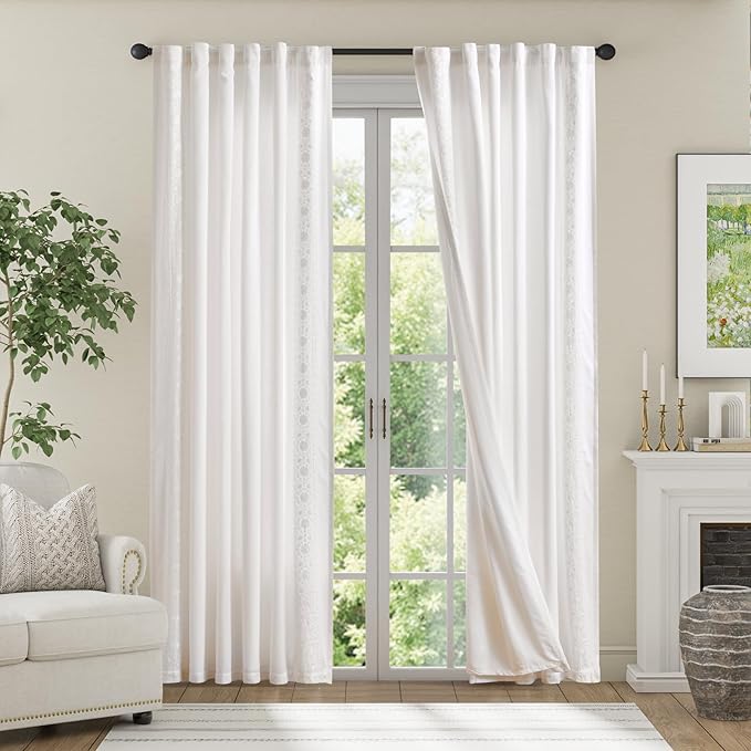 jinchan Weslie White Linen Curtains - Image 3