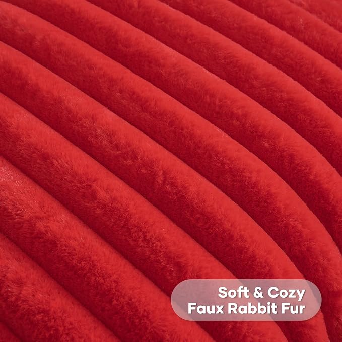 FUTEI Red Decorative Throw Pillow Covers Set of 2, 26x26 Inch Soft Fluffy Faux - Image 2