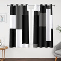Tyrot Black Grey 100% Blackout Curtains 52 inch Length 2 Panels Set White Grey by TyrotHomeDecor