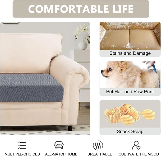SearchI Stretch Jacquard Sofa Couch Cushion Covers Replacement Reversible - Image 4