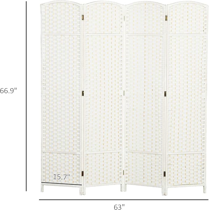 HOMCOM Room Divider, 4 Panel Folding Privacy Screen, 5.6' Tall Freestanding - Image 7