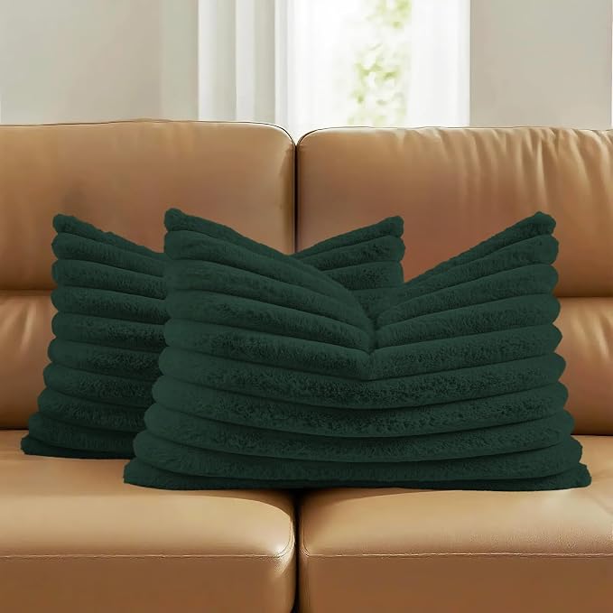 FUTEI Dark Green Decorative Throw Pillow Covers Set of 2, 12x20 Inch Soft by FUTEI