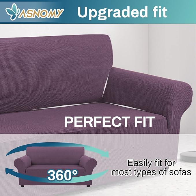 Asnomy Sofa Covers for 2 Cushion Couch Stretch loveseat Covers Slipcovers - Image 5