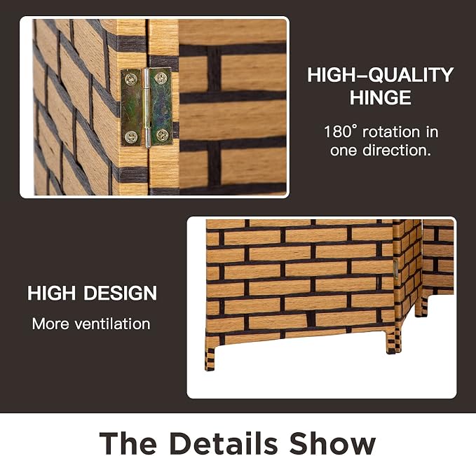 Room Divider Wood Screen 4 Panel Wood Mesh Woven Design Room Screen Divider - Image 4