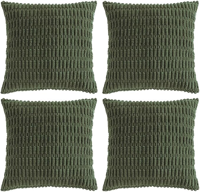 Fancy Homi 4 Packs Boho Olive Green Decorative Throw Pillow Covers 20x20 Inch by Fancy+Homi
