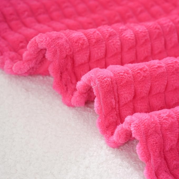 Puncuntex Flannel Fleece Throw Blanket Hot Pink 90"×90", Super Soft Plush Cozy - Image 3