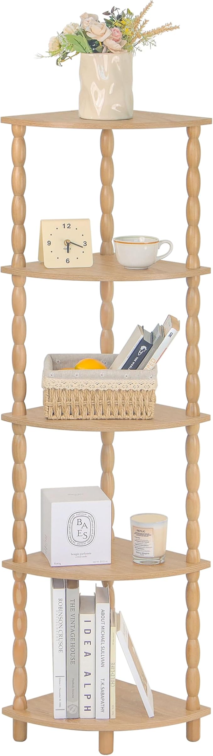 MaxSmeo Corner Bookshelf, 5-Tier Corner Shelf Stand, Modern Corner Plant Shelves by MaxSmeo