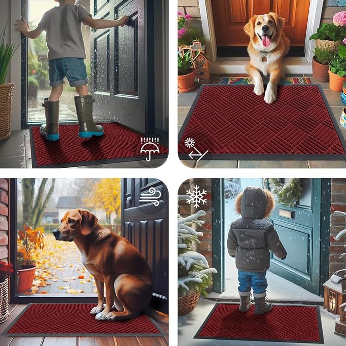 Smiry Front Door Mat Outside Entrance, Heavy Duty Outdoor Indoor Natural Rubber - Image 7