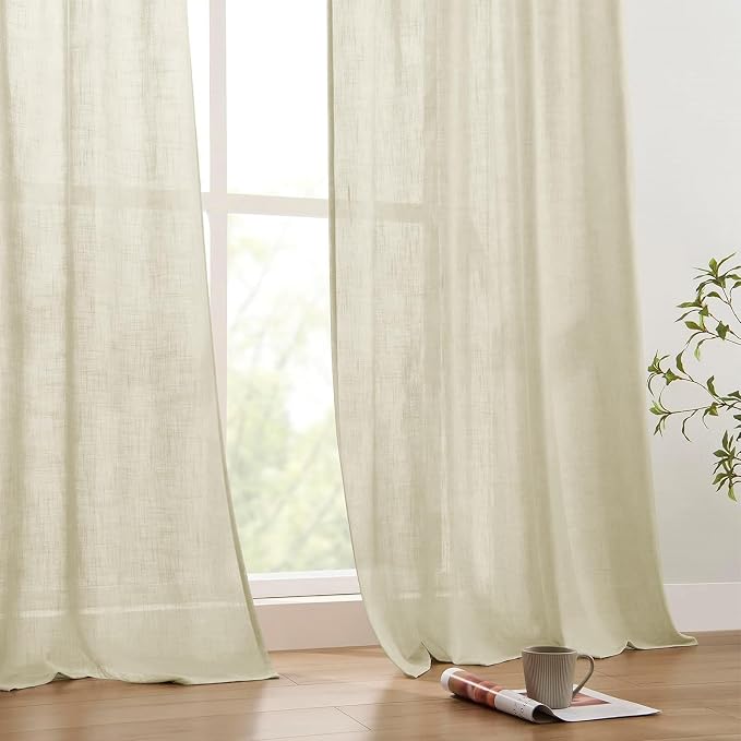 Joydeco Linen Curtains 72 Inch Length 2 Panels Set, Light Filtering Curtains - Image 6