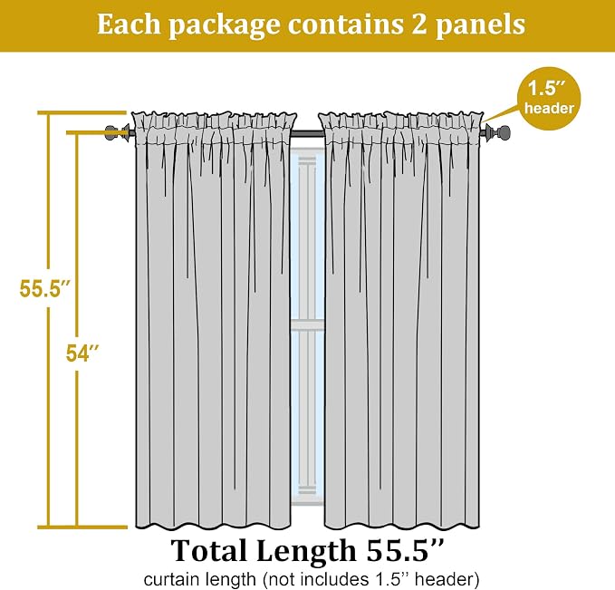 OWENIE Lemon Sheer Curtains for Bedroom Living Room 54 Inch Length 2 Panels Set - Image 2