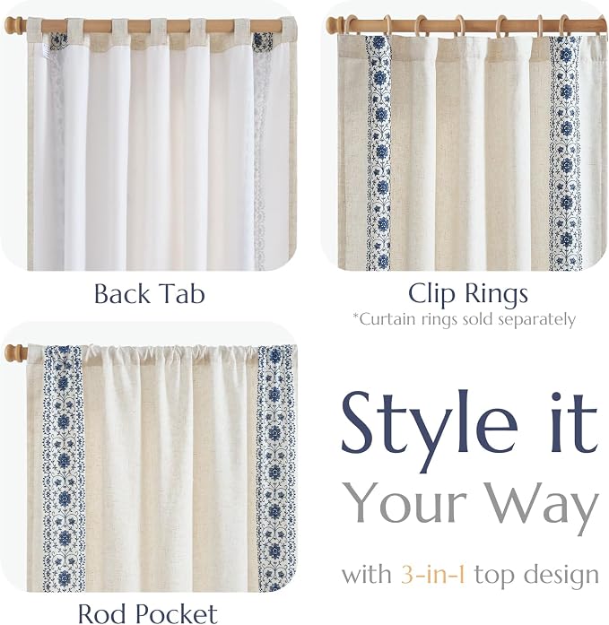 jinchan Weslie Boho Lined Linen Curtains - Image 6