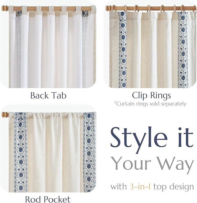 jinchan Weslie Boho Lined Linen Curtains - Image 6