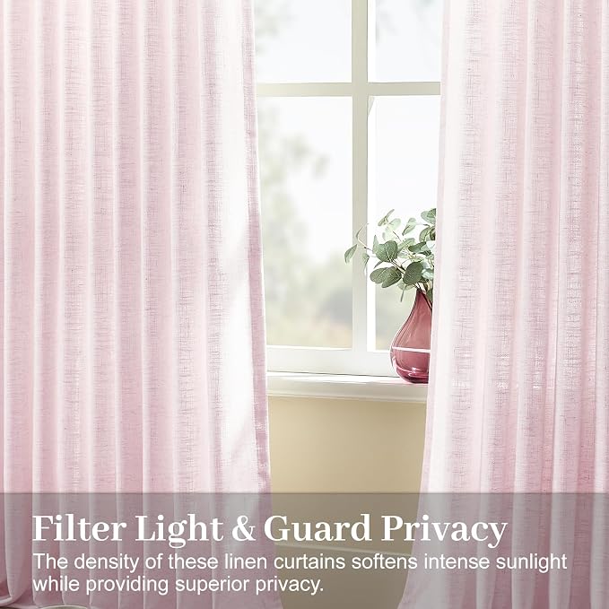 IVAPUPU Light Pink Pinch Pleated Curtains 96 Inches Long - Image 2