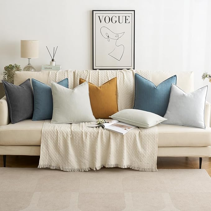 MIULEE Pack of 2 Cream Decorative Pillow Covers 18x18 Inch Soft Chenille - Image 7