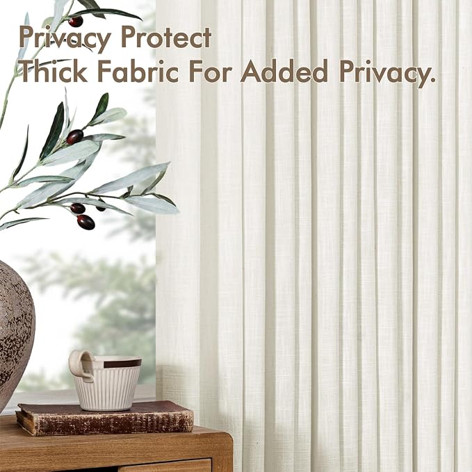 MIULEE Pinch Pleated Thick Linen Curtains 84 Inches Long 2 Panels - Image 7