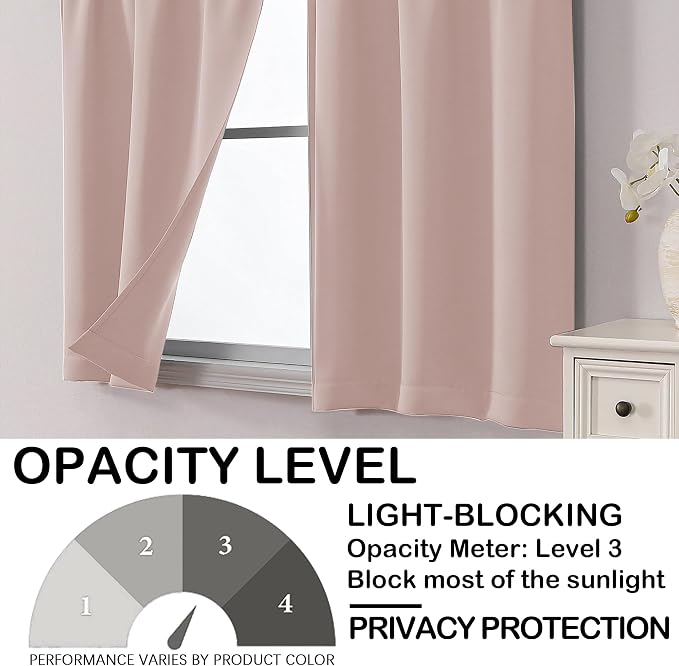 OVZME Blush Pink Curtains for Small Window Treatment, Light Blocking Short - Image 6