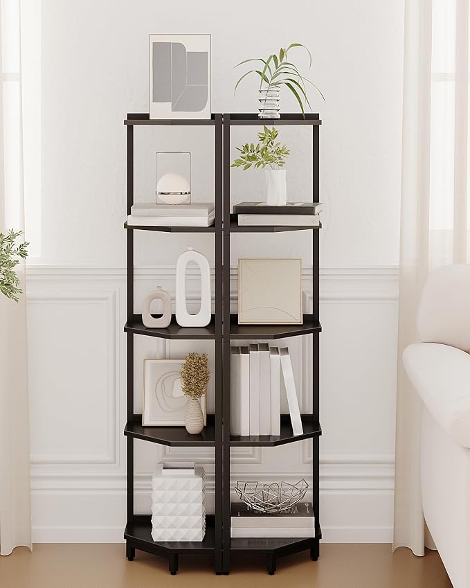 Hzuaneri Corner Shelf Stand, Corner Bookshelf, Storage Standing Shelf Unit - Image 4