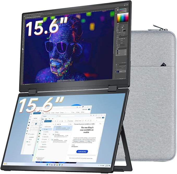 VisionOwl Portable Monitor Dual 15.6 Inch 1080P FHD 107% sRGB Foldable Second by Seethewholeworldclearly