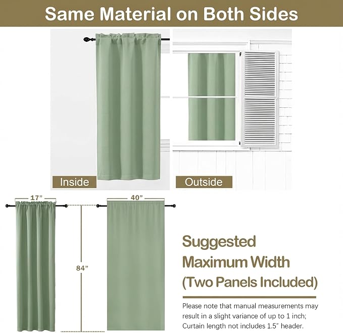 OVZME Light Green Blackout Curtains - Image 2