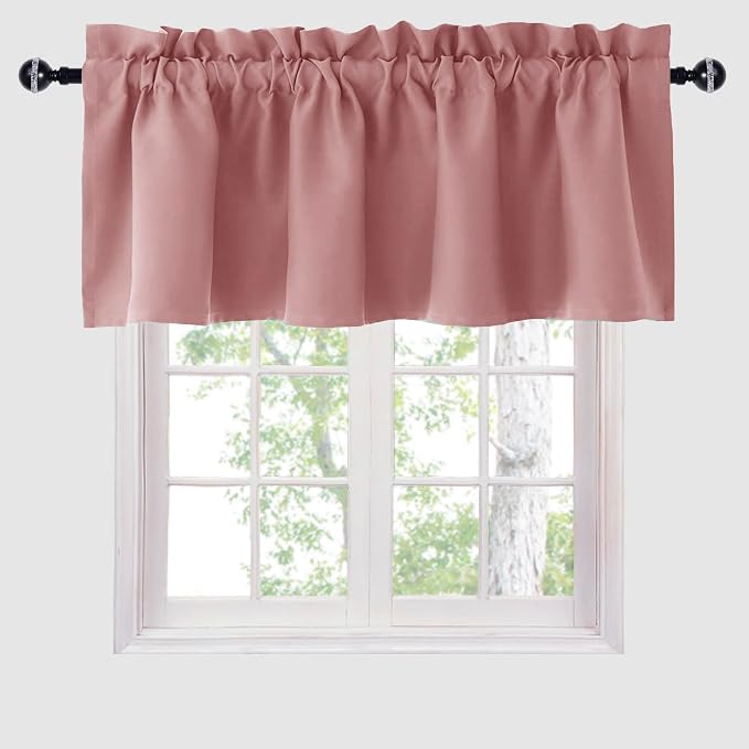 Hiasan Valance Curtains for Kitchen Blackout Thermal Insulated Solid Window by Hiasan