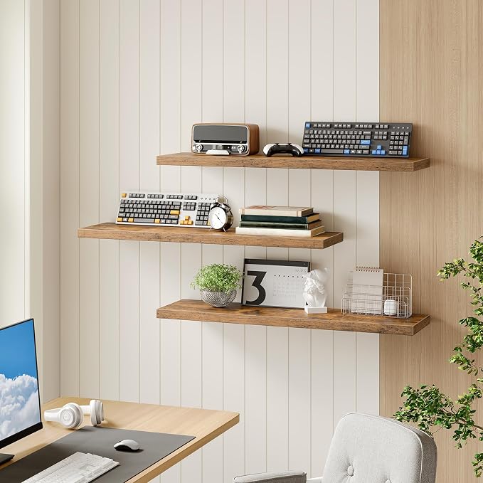 RALGEND Floating Shelves for Wall, 1.5" Thick Wall Shelf Set of 3 - Image 6