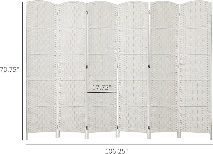 HOMCOM Room Divider 6 Panel, 6FT Tall Folding Privacy Screen, Freestanding - Image 7