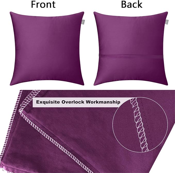 4-Pack 100% Cotton Comfortable Solid Decorative Throw Pillow Case, Thmyo Square - Image 7