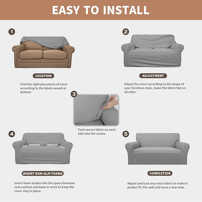 Easy-Going 100% Waterproof Oversized Loveseat Couch Cover, Dual Waterproof Sofa - Image 5