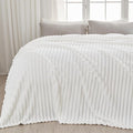 NEWCOSPLAY Super Soft King Blanket White Premium Silky Flannel Fleece 3D Ribbed by NEWCOSPLAY