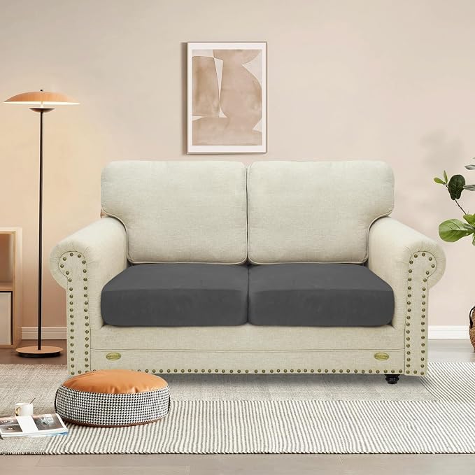 MAXIJIN Velvet Stretch Cushion Covers Couch Cushion Slipcovers Loveseat Sofa - Image 2