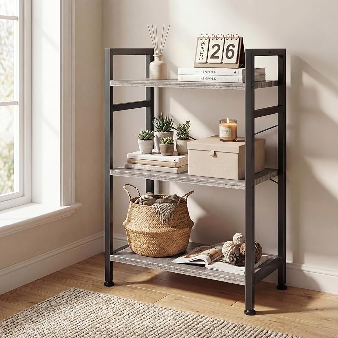 DUMOS 3 Tiers Bookshelf, Classical Book Shelf, Tall Display Shelves in Living - Image 6