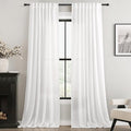 Linen White Curtains 90 inches Long by Jolilight